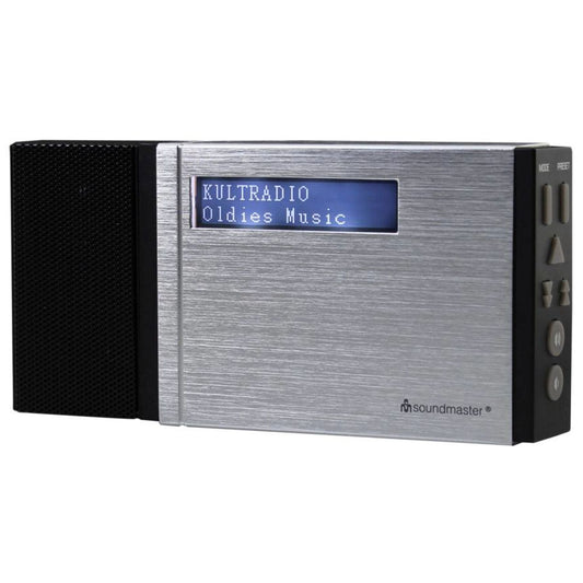 Soundmaster DAB400SI tragbares DAB+/UKW PLL-Radio, mit Akku, Aluoptik