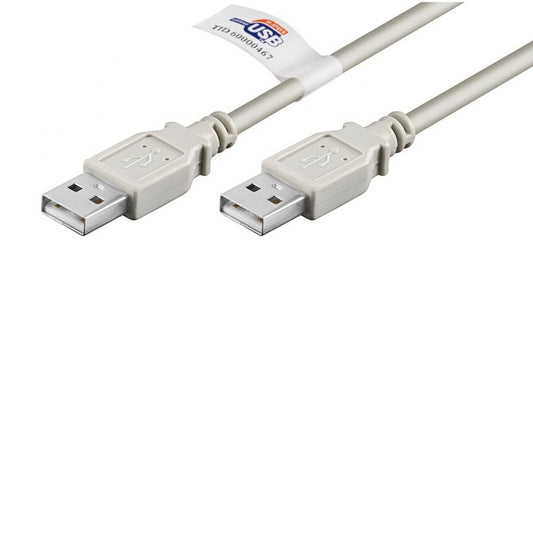 Anschlusskabel USB 2.0 A-A beige verschiedene Längen, zertifiziert